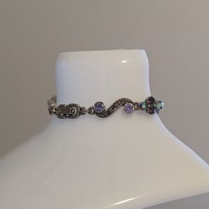 Rhinestone Silvertone Women's Bracelet